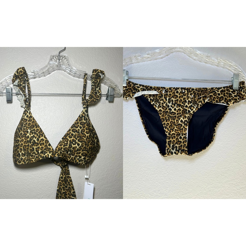 NWT Solido animal print bikini set women's large bold fun ruffle resort vacation